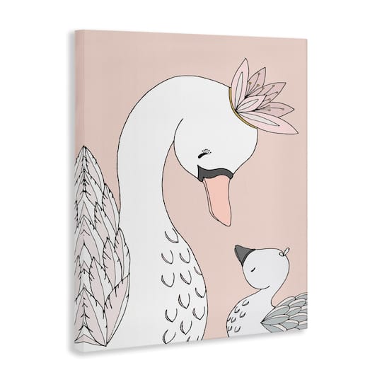 Stupell Industries Mother & Baby Swan Flower Crowns Princess Animals Canvas Wall Art